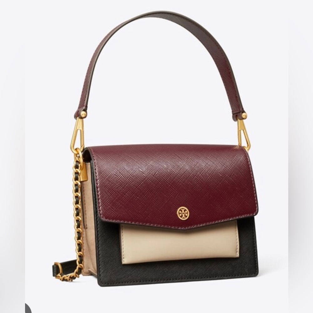 Authentic TORY BURCH Robinson Color -Block DOUBLE-STRAP CONVERTIBLE